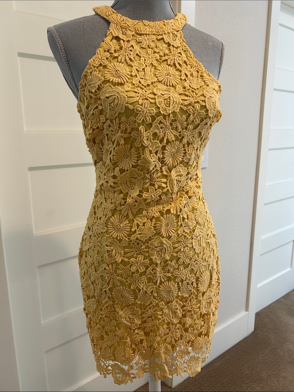 Lulu's Sunflower Lace Midi Dress